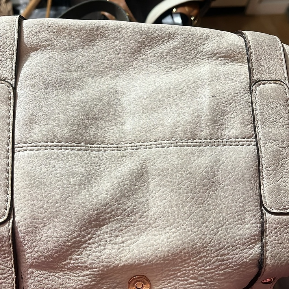 Michael Michael Kors Hamilton Leather Ivory White Satchel Shoulder Bag 13x9x5 - Picture 11 of 12